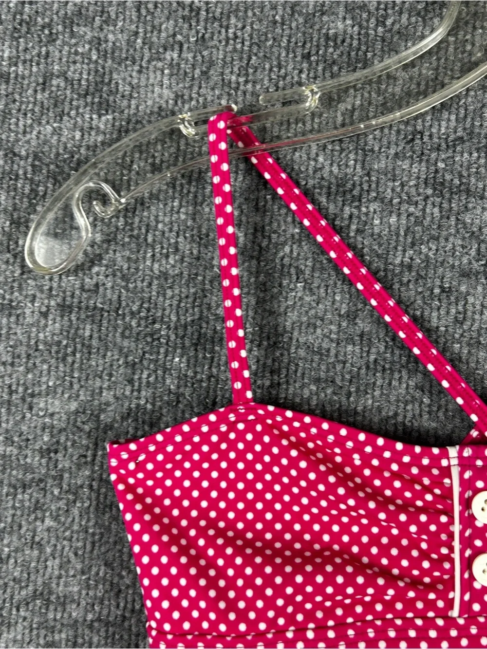 NWT Lands End Girls Hot Pink Polka Dot Ruffle One Piece Swimsuit Bathing Suit 14